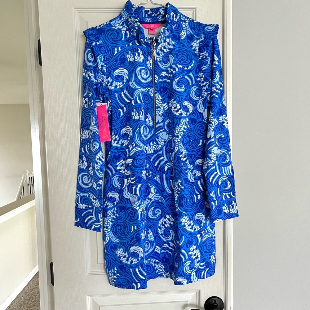 Lilly Pulitzer UPF50 Skipper Ruffle Dress So Offishal, Size S, NWT